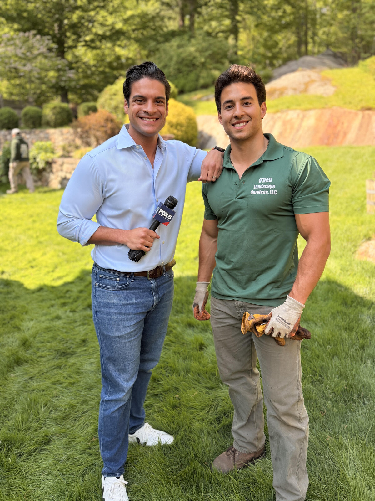 Garrett O'Dell with Fox 5 NY reporter Richard Giacovas